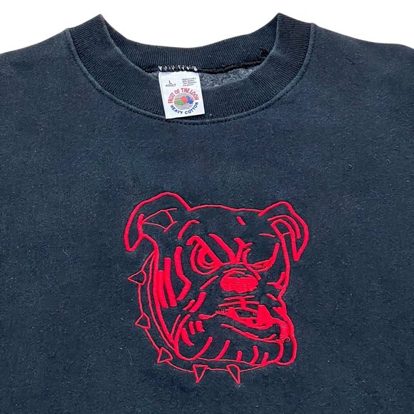 Men’s Vintage Fruit of the Loom sweatshirt BullDog Print black cotton 1990s - Picture 3 of 4
